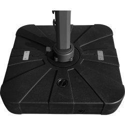 Hängparasoll 3,5x3,5m,fot,hjul,lock,LED,beige