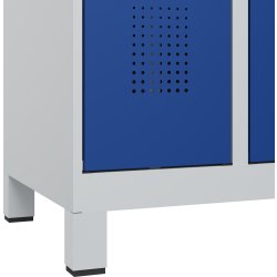 CP Klädskåp, 2x3 fack, Ben, Cylinderlås, Grå/blå