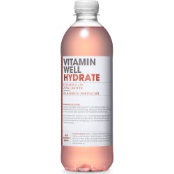 Vitamin Well Hydrate, Rabarber/Jordgubb, 0,5 L