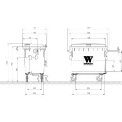 Weber Avfallsbehållare 660 liter, Grå