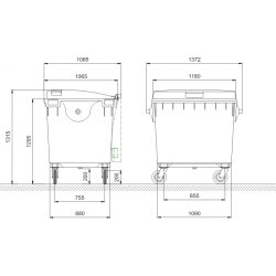 Weber Avfallsbehållare 1100 liter, Grå