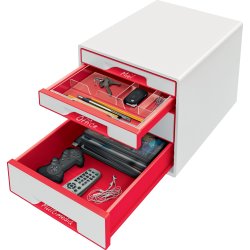 Leitz Wow Cube förvaringsbox, 4 lådor, röd