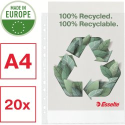 Esselte Recycle Ficka, A4, Topp, 70my, 20 st.