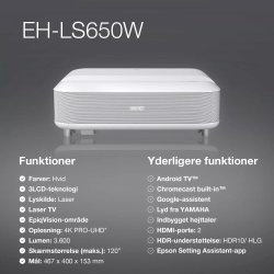 Epson EH-LS650W projektor, vit