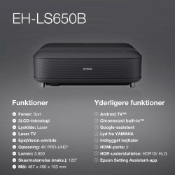 Epson EH-LS650B projektor, svart