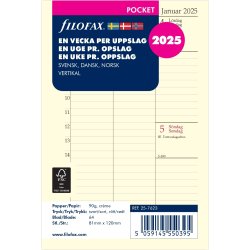 Filofax 2025 Refill, Pocket, Vecka, Högformat