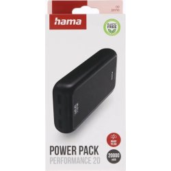 HAMA Powerbank prestanda 20000mAh, svart