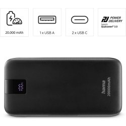 HAMA Powerbank PD 20000mAh, svart