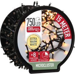 Cluster m/kabelrulle 750LED, 15M, extra varm vit