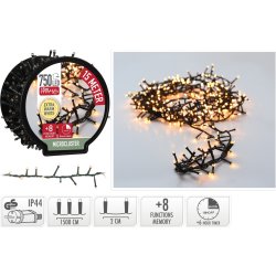 Cluster m/kabelrulle 750LED, 15M, extra varm vit