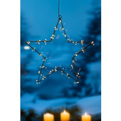 Stjärna med kluster LED, Ø40 cm, Svart/Varm Vit