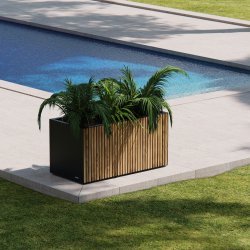 Herstera Blomlåda m/ljus, utomh., m/trä, 100x50x50
