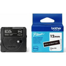 Brother BTAG-335 etikettejp, 12 mm, vit på svart