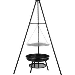 Dangrill tripod bål m. eldbricka och galler, svart