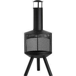 Dangrill eldstad med skorsten, svart