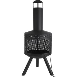 Dangrill eldstad med skorsten, svart