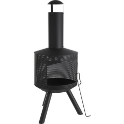 Dangrill eldstad med skorsten, svart