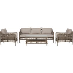 Frøya Loungeset 5 pers. 4 delar, beige/natur