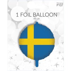 Ballong, folie, svensk flagga, 45 cm, 1 st.