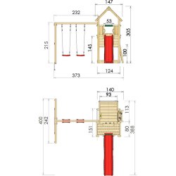 Jungle Gym Cubby lektorn med gungor och rutschkana