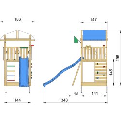 Jungle Gym Fort 2.1 lektorn med blå rutschkana