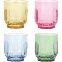 Aida Groovy räfflat glas, 4st, ass.färger, 33cl