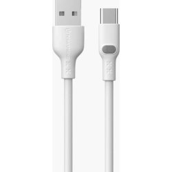 Powertrend Laddningskabel USB-A-USB-C, 1m, vit