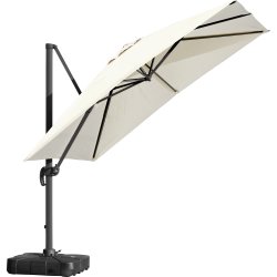 Hängparasoll 3x3m inkl. fot med hjul+skydd, beige