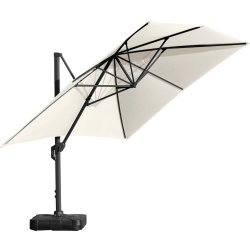 Hängparasoll 3x4m inkl. fot med hjul+skydd, beige