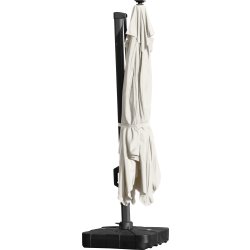 Hängparasoll 3,5x3,5m,fot,hjul,lock,LED,beige