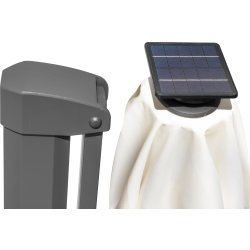 Hängparasoll 3,5x3,5m,fot,hjul,lock,LED,beige