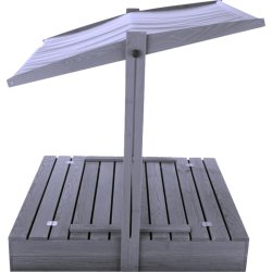 NORDIC PLAY Sandlåda m/bänk & tak, 120x120cm, grå