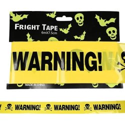 Avskärmningsband, "warning!", gul, 600cm