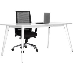 Enkel skrivbord, stålstativ/vit topp, 160x80 cm