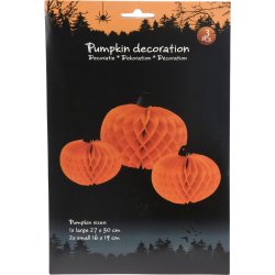 Pumpa Honeycomb Dekoration, 3 st., papper