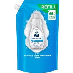 Vel Refill Diskmedel, Pure & Clear, 900 ml