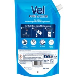 Vel Refill Diskmedel, Pure & Clear, 900 ml