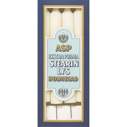 ASP-Holmblad Kronljus 2,3x19cm vit, 4st, m/spett
