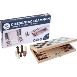 Brädspel Schack/Backgammon 29x29 cm, Fällbart