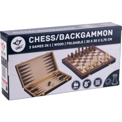 Brädspel Schack/Backgammon 30x30 cm, Hopfällbart