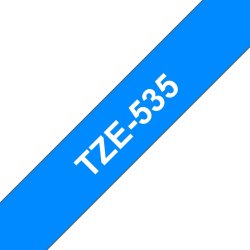 Brother TZe-535 etikettape, 12 mm, vit på blå