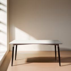 Room mødebord 180x80 cm, Hvidt m/ sort metal stel