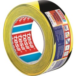 tesa golvmarkeringstejp, 50 mm x 33 m, svart/gul
