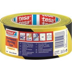 tesa golvmarkeringstejp, 50 mm x 33 m, svart/gul