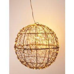 Kula i metall m/500 mikro LED, 35cm, svart