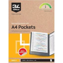3L ficka A4, 220 x 305 mm, självhäftande, 50 st