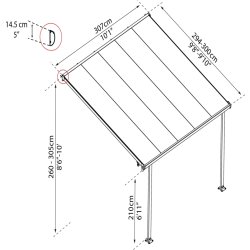 Palram Canopia Feria skärmtak, 9 m2, grå