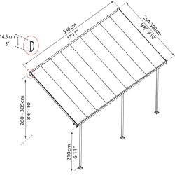 Palram Canopia Feria skärmtak, 16,1 m2, vit