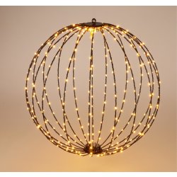 Hopfällbar kula i metall med 240 LED, 40 cm, svart