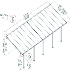 Palram Canopia Feria skärmtak, 4x7,8m, vit